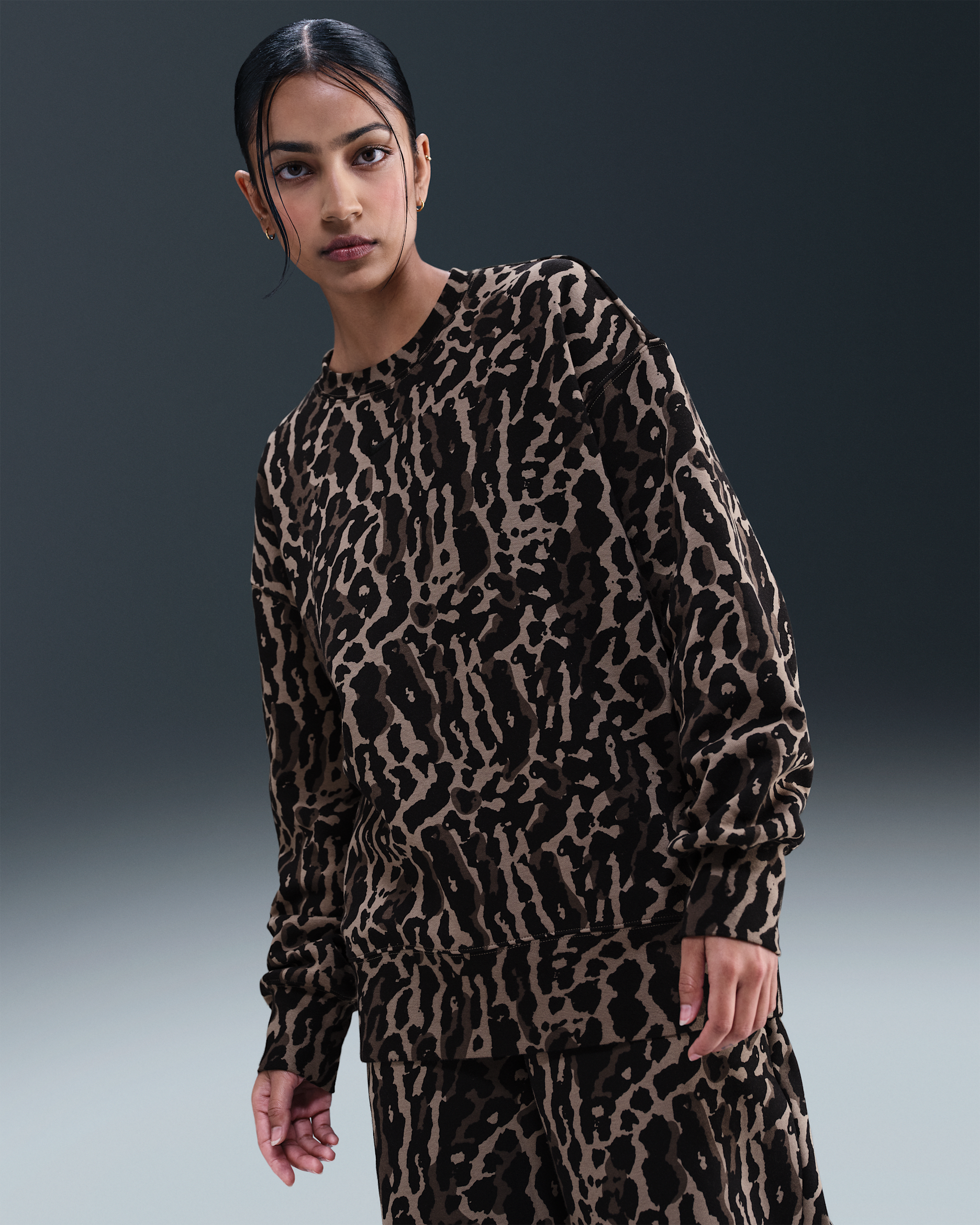 Nike Sportswear Phoenix Fleece Women's Oversized Printed Crew-Neck